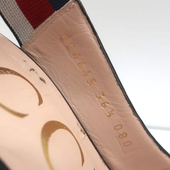 Gucci Sylvie Web Slingback Pumps Black Leather Size 36.5 - Picture 13 of 15